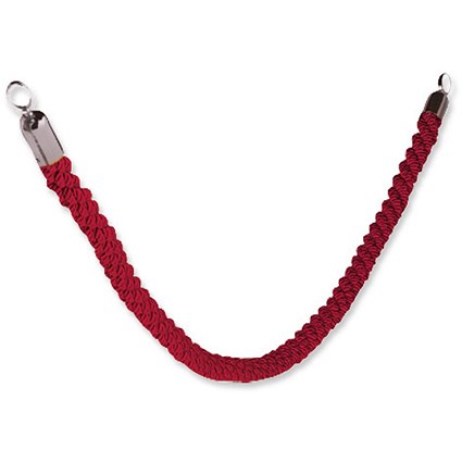 Vermes Classic Velour Rope Red & Stainless Steel Spring Clip Ends - 1.5m
