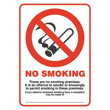 Stewart Superior No Smoking Compliant Sign A4 SCP002PP