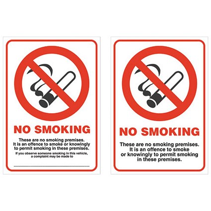 No Smoking Sign for Windows 105x148mm White Self-Adhesive Double Sided Vinyl