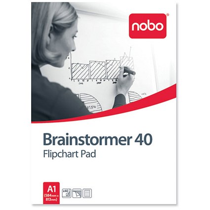Nobo Brainstormer Flipchart Pad / Perforated / 40 Sheets / A1 / Feint Lined / Pack of 5