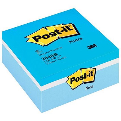 Post-it Note Cube, 76x76mm, Pastel Blue, 400 Notes per Cube