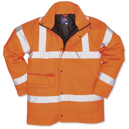 Portwest High Visibility Railtrack Jacket / Resistant Finish / Medium / Orange