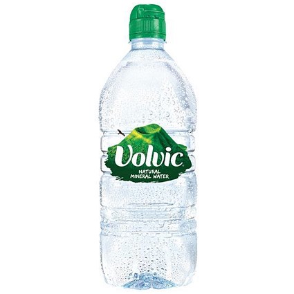 Volvic Natural Mineral Water - 12 x 1 Litre Sports Cap Plastic Bottles
