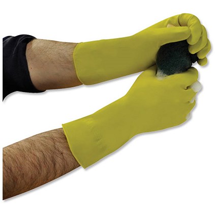 Polyco Matrix Household Gloves / Lightweight / Large / Yellow / 12 Pairs