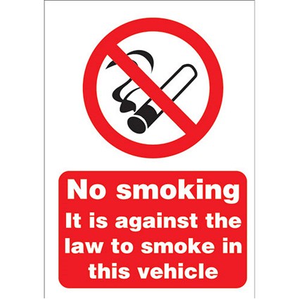 Stewart Superior No Smoking Sign for Vehicles 148x210mm (A5) White Self-adhesive Vinyl
