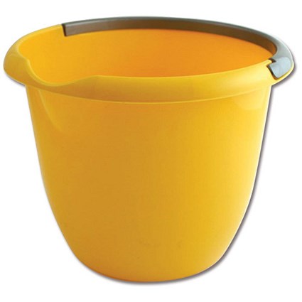 Plastic Bucket with Pouring Lip / 10 Litre / Yellow