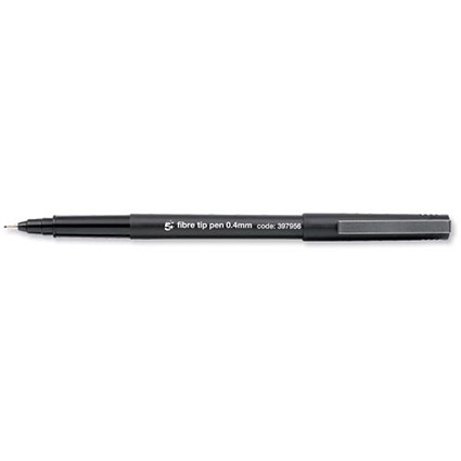 5 Star Fibre Tip Pen, 0.4mm Line, Black, Pack of 12
