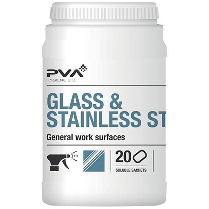 PVA Glass & Stainless Steel Cleaner Sachets [Pack 20]