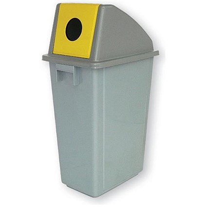 Paper Recycling Bin / 60 Litre / Yellow Lid