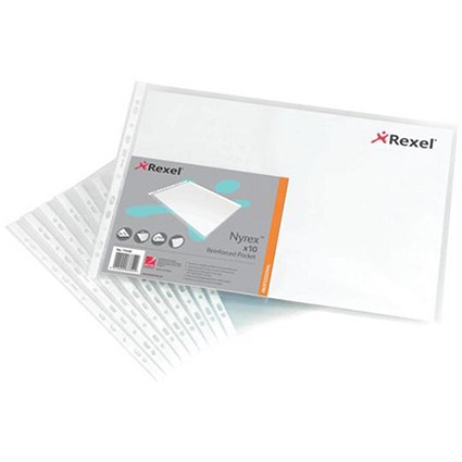 Rexel Nyrex NPR Pockets / Multipunched on Short Edge / Top-opening / A3 Clear / Pack of 10