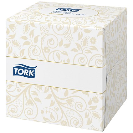 Tork Facial Tissues Cubes, 2-Ply, White, 100 Sheets per Cube, 30 Cubes