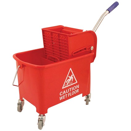 Mobile Mop Bucket with Handle, 20 Litre, Red