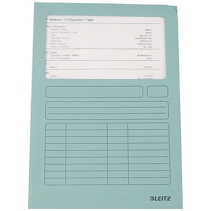 Leitz A4 Window Folder, 160gsm, Light Blue, Pack of 100