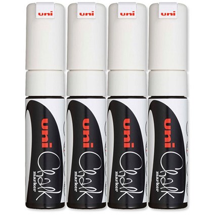 Uniball PWE-8K Chalk Marker Chisel Broad White (Pack of 4)