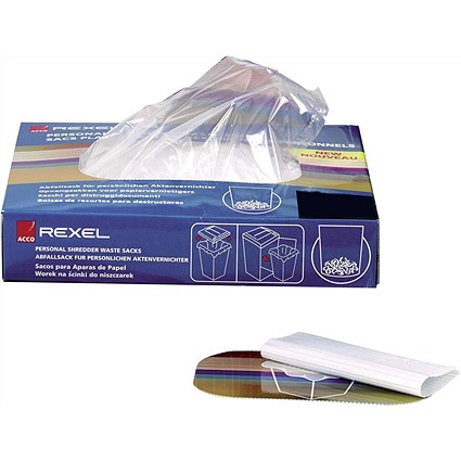 Rexel Wide Entry Shredder Waste Sacks, Capacity 200 Litres, Pack of 50