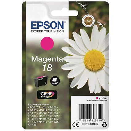 Epson 18 Home Ink Cartridge Claria Daisy Magenta C13T18034012