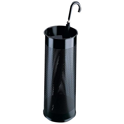 Durable Tubular Umbrella Stand, Metal, Perforated, 28.5 Litres, Black