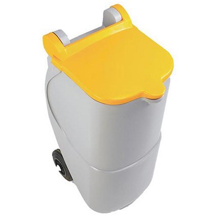 Designer Recycling Wheelie Bin / 90 Litre / Yellow Lid