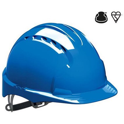JSP EVO2 EN397 Safety Helmet, HDPE 6-point Harness, Blue