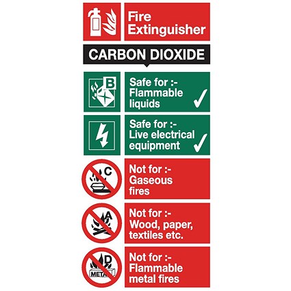 Stewart Superior CO2 Fire Extinguisher Safety Sign W100xH200mm Self-adhesive Vinyl