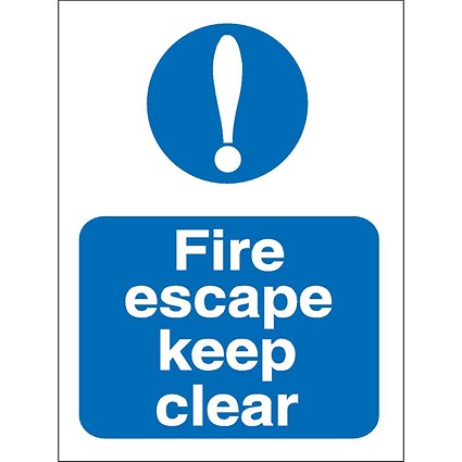 Stewart Superior Fire Escape Keep Clear Sign W150xH200mm Self-adhesive Vinyl