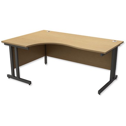 Trexus Contract Plus Radial Desk / Left Hand / Graphite Legs / 1800mm Wide / Oak