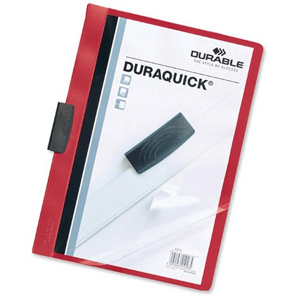 Durable A4 Duraquick Clip Folders, Red, Pack of 20