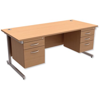 Trexus Contract Rectangular Desk / With 2 Pedestals / 1800mm Wide / Beech