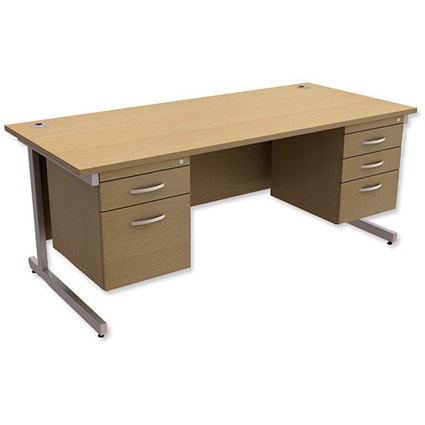 Trexus Contract Rectangular Desk / With 2 Pedestals / 1800mm Wide / Oak