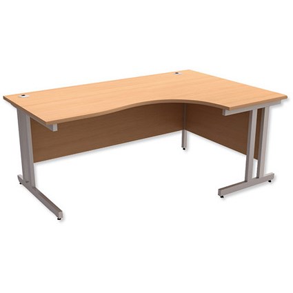 Trexus Contract Plus Radial Desk / Right Hand / Silver Legs / 1800mm Wide / Beech