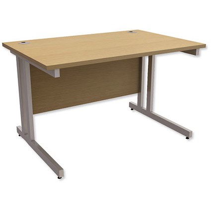 Trexus Contract Plus Rectangular Desk / 1200mm Wide / Oak with Silver Legs