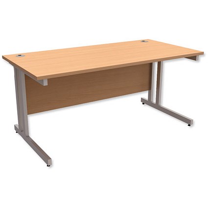 Trexus Contract Plus Rectangular Desk / Silver Legs / 1600mm Wide / Beech