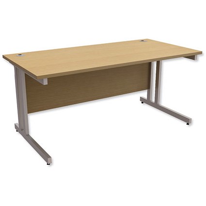 Trexus Contract Plus Rectangular Desk / Silver Legs / 1600mm Wide / Oak