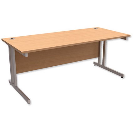 Trexus Contract Plus Rectangular Desk / Silver Legs / 1800mm Wide / Beech