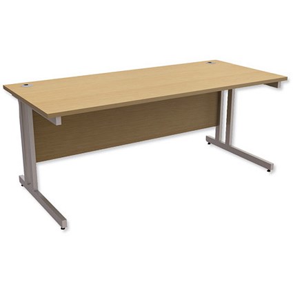 Trexus Contract Plus Rectangular Desk / 1800mm Wide / Oak with Silver Legs