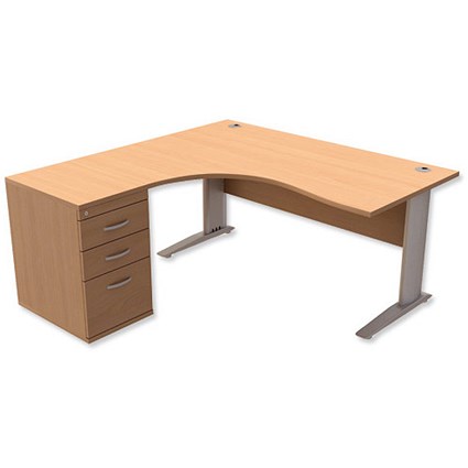 Sonix Premier Radial Desk / Left Hand / With Pedestal / 1600mm Wide / Beech