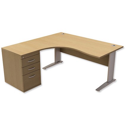 Sonix Premier Radial Desk / Left Hand / With Pedestal / 1600mm Wide / Oak