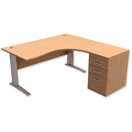 Sonix Premier Radial Desk / Right Hand / With Pedestal / 1600mm Wide / Beech