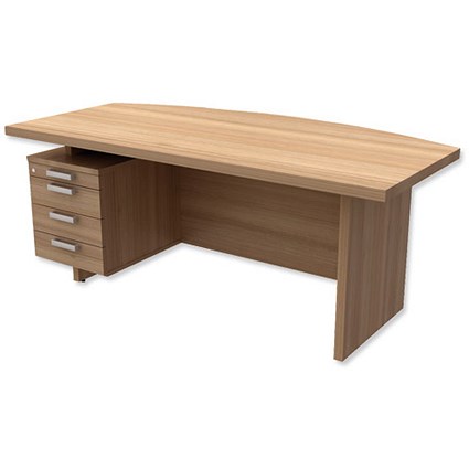 Adroit Virtuoso Bow-Fronted Executive Desk with Left Hand Pedestal / 1800mm Wide / Cherry Marbella