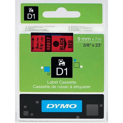 Dymo D1 Tape for Electronic Labelmakers 9mmx7m Black on Red Ref 40917 S0720720