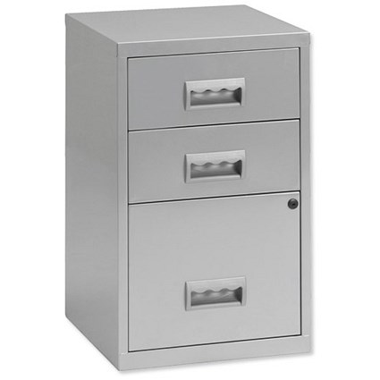 Pierre Henry Combi Filing Unit Cabinet - 3 Drawers - A4 - Silver
