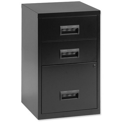Pierre Henry Metal Filing Cabinet - 3 Drawers - A4 - Black
