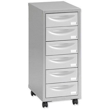 Multi Drawer Storage Cabinet - Steel - 6 Drawers - Silver and Grey