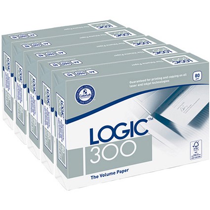 Logic 300 A4 Copier Multifunctional Paper / White / 80gsm / Box (5 x 500 Sheets)
