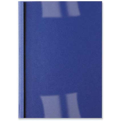 GBC Thermal Binding Covers, 6mm, Front: Clear, Back: Leathergrain Royal Blue, A4, Pack of 100