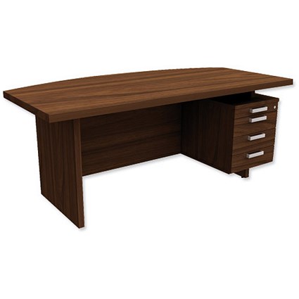 Adroit Virtuoso Bow-Fronted Executive Desk with Right Hand Pedestal / 1800mm Wide / Dark Walnut