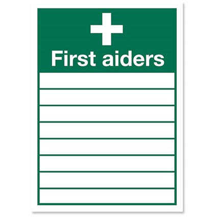 Stewart Superior First Aiders write on Sign W355xH255mm Self-adhesive Vinyl