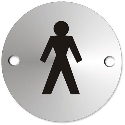 Circular Convex Gents Logo Sign Satin Anodised Aluminium 72mm Diameter