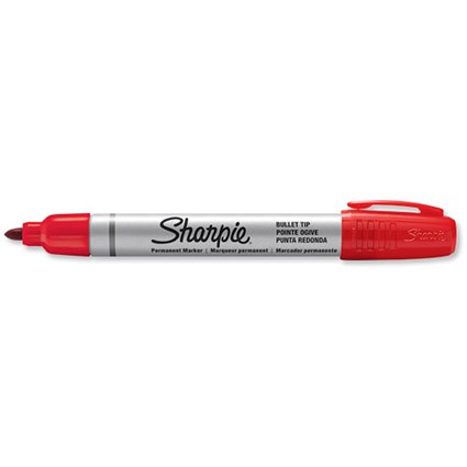 Sharpie Metal Permanent Marker / Small Bullet Tip / Red / Pack of 12
