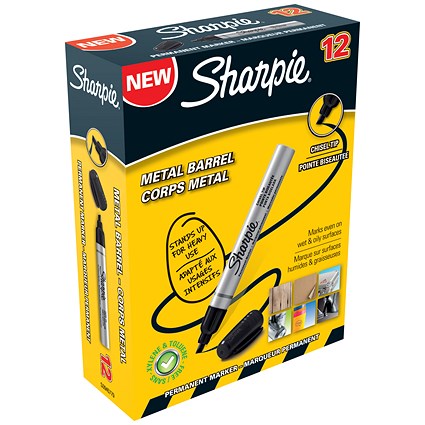 Sharpie Pro Permanent Marker, Chisel Tip, Black, Pack of 12
